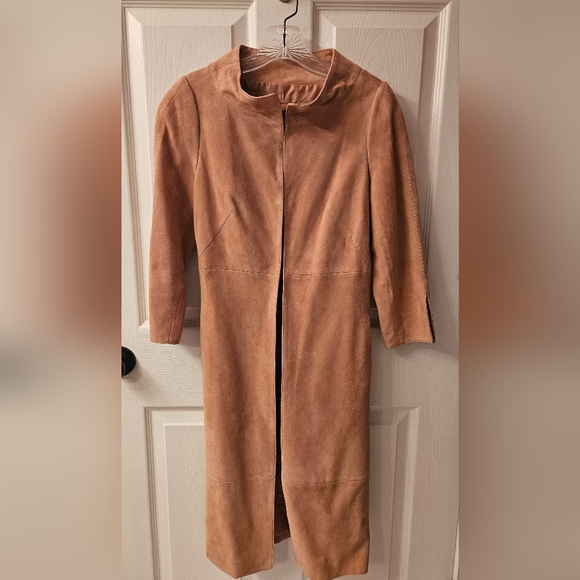 Express Design Studio Genuine Suede Leather 3/4 Sleeve Coat. PINK Size 2. - Picture 1 of 9
